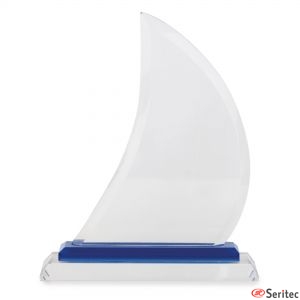 Trofeos de cristal forma vela de barco pequea para personalizar